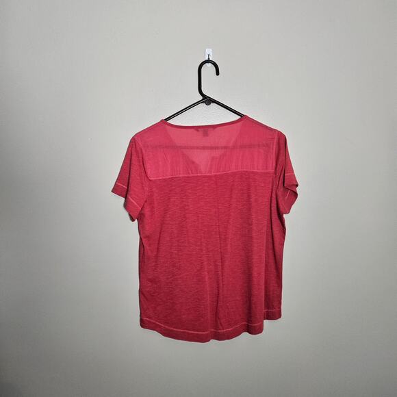 Lauren by Ralph Lauren Short Sleeve Split Neck Top Sz Large - Picture 7 of 11